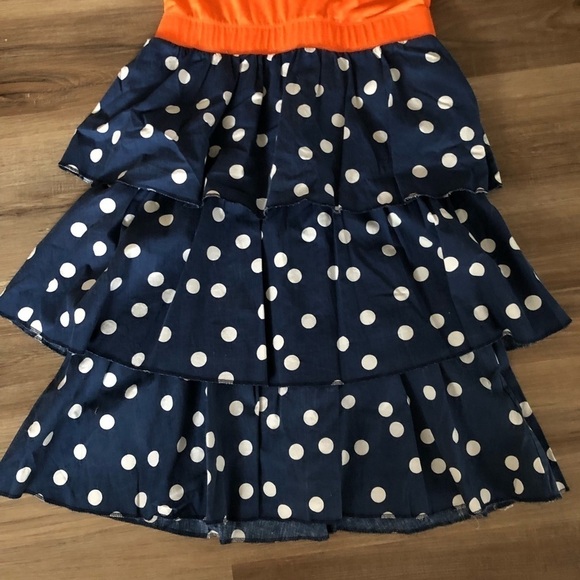 Shabby Apple Orang Blue White Poke A Dot Tier Dress size Medium - Picture 2 of 6